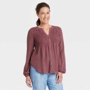 NWT Knox Rose Dusty purple flowy bohemian top size XL
